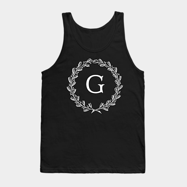 Beautiful Letter G Alphabet Initial Monogram Wreath Tank Top by anonopinion